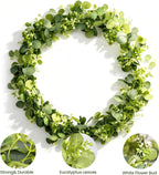 Eucalyptus Garland 4 Pack, Artificial Greenery | Faux silver dollar eucalyptus for small wedding tables, mantels and showers; flexible, reusable and easy to arrange