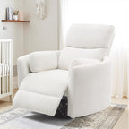 Jocisland Power Rocking Nursery Chair, Oversized Recliner Swivel Glider Chairs for Adults with 2 Pillows, USB & Type-C, Cozy Reclining Armchair Sofa for Living Room, Bedroom, Nursing, White Teddy