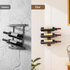 B4Life Wall Mounted Wine Rack for 3 Bottles Wood & Metal Storage | Small Space And Apartments Wine Selection, Newcomers, Dress Up A Blank Wall,Wine Rack Small,Wall Mounted Bar