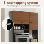 PETSITE Kitchen Buffet Hutch Storage Cabinet, 71" Freestanding Pantry with 3 Cabinets & Drawers, Adjustable Shelves, Microwave Cupboard for Living Room, Dining Room (Walnut)