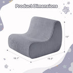 DAICO Toddler Bean Bag Chair Grey Kids Reading Sofa Couch 1-3 Years Old | Toddler Plush Lounge chair with Handle for Playroom & Bedroom, Toddler Foam Couch with Washable Cover for Boys and Girls