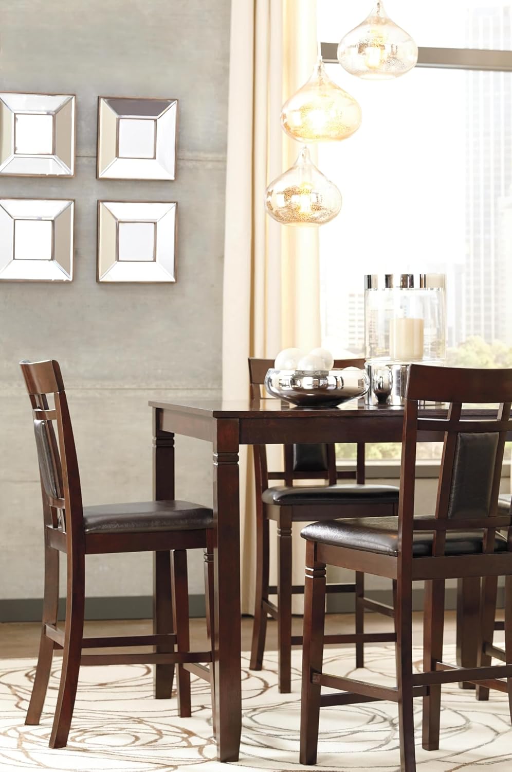 Signature Design by Ashley Bennox 5 Piece Counter Height Dining Set, Includes Table & 4 Barstools, Brown