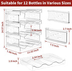 EZ COZY Wine Rack, 4 Tier Water Bottle Organizer for Cabinet (12 Bottles) | Clear Freestanding Wine Bottle Holder for Cabinet, Fridge, Pantry, Wine Rack for Inside Cabinet, Refrigerator, Countertop