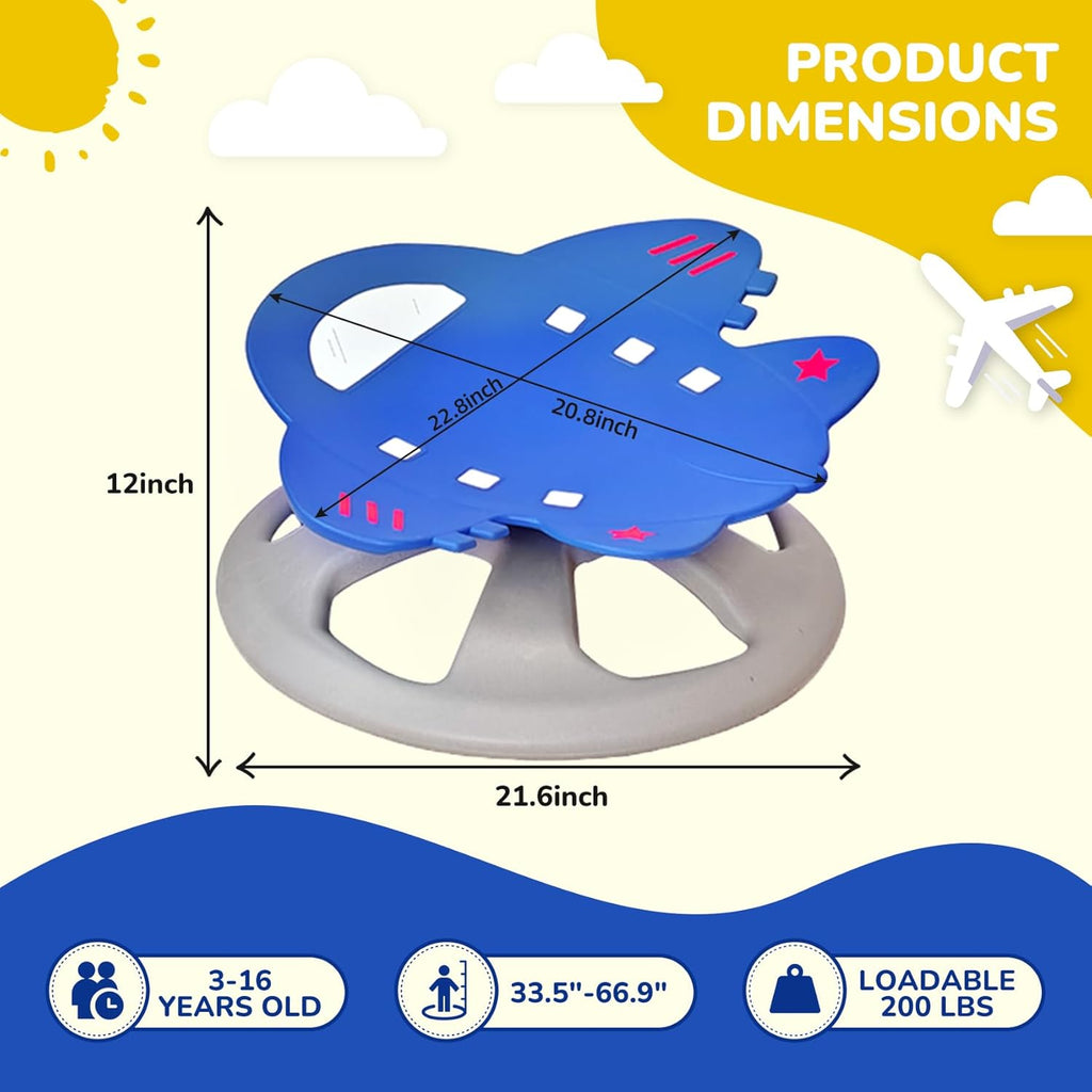 BABAMU Swivel Sensory Spinning Chair,Sensory Activity Toy for Kids,Carousel Spin Sensory Chair Metal Base Non-Slip Rocking Chair Wobble Stool (Deep Blue)