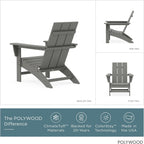 POLYWOOD Modern Adirondack Chair – All-Weather Outdoor Lawn Adirondack Chairs – HDPE, Fade-Resistant & Durable Outdoor Furniture – For Patio, Deck & Fire Pit Chairs – Grey
