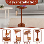Pedestal Side Table With Weighted Base and 360 Rotating Phone Holder - Small Round Table for Living Room, Home Office, Small Spaces