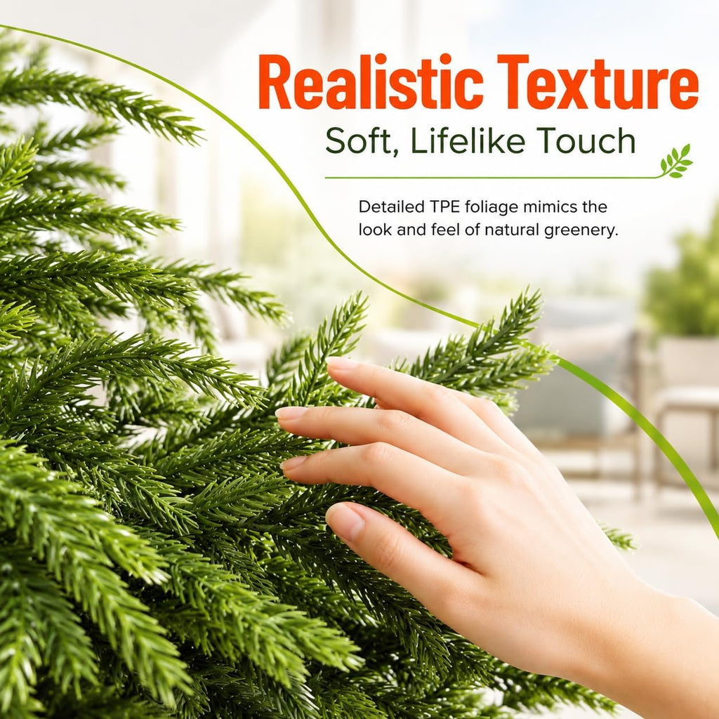 4FT Lighted Artificial Norfolk Pine Tree Outdoor with Lights｜Artificial Topiary Outdoor Tree｜Realistic PE Artificial Outdoor Plants｜Artificial Norfolk Faux Plants Potted UV Resistant