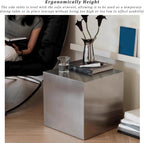 Metal Square Sofa Side Table, Cube End Table Small Coffee Table Industrial Bedside Table Multi-Functional Corner Table for Living Room, Bedroom, Office