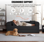 79" Compressed Sofa, Convertible Sofa Bed, Corduroy Compression Boneless Couch with Pillow, Comfy Modular Foldable Floor Sleeper Sofa for Bedroom, Living Room, Lounge, Studio (Black)