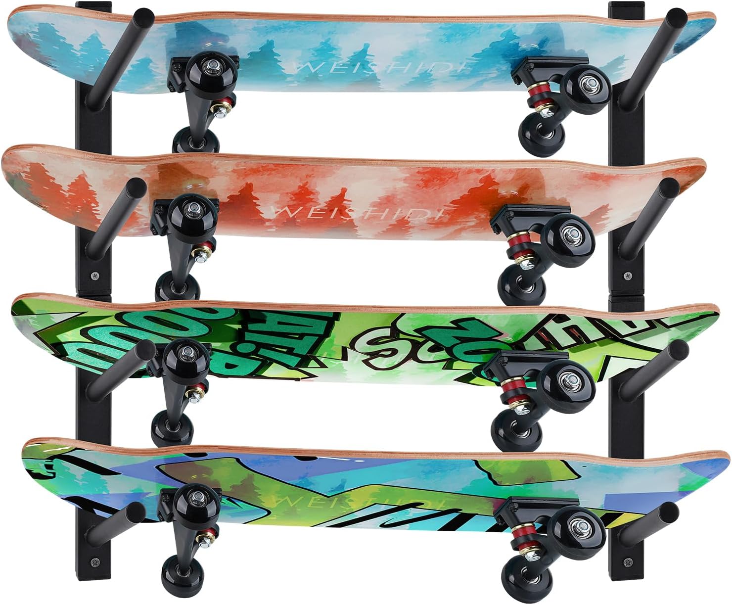 Bijun Skateboard Wall Mount | Horizontal Snowboard Wall Mount, Skateboard Storage Hanger for Garage, Bedroom, Home Display & Organization