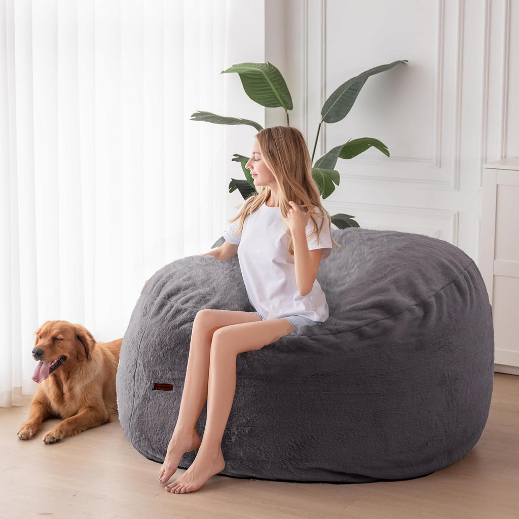 MAXYOYO Giant Bean Bag Chair Bed for Adults, Convertible Beanbag Folds from Lazy Chair to Floor Couch Bed, Large Floor Sofa Couch, Big Sofa Bed, High-Density Foam Filling, Machine Washable