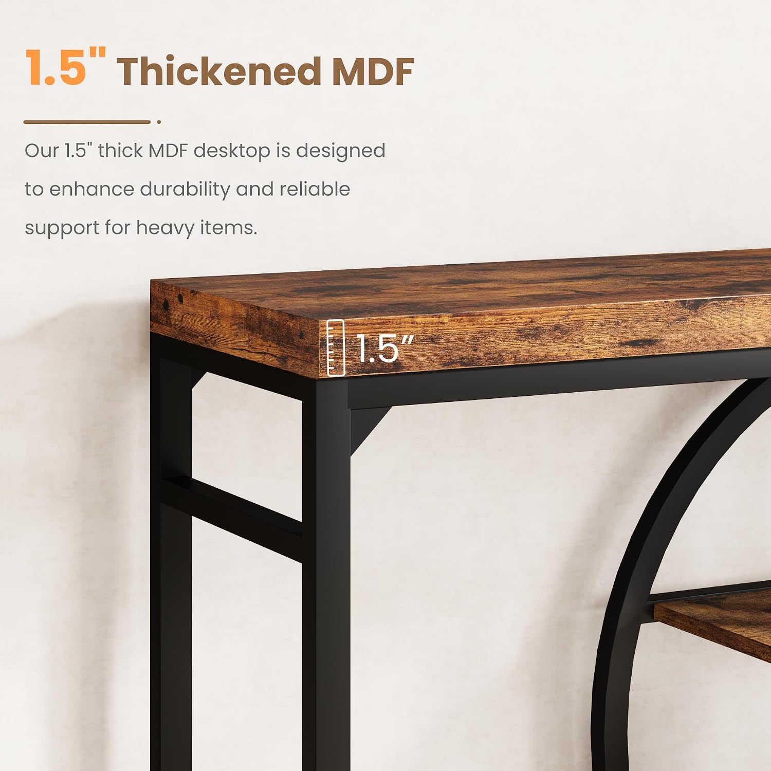 Garvee 55" Entryway Table, 5-Tier Console Tables for Entryway, Industrial Sofa Tables with Storage for Living Room, Entry Hallway Couch Entrance Table with o-Shaped Metal Frame & Storage Shelves
