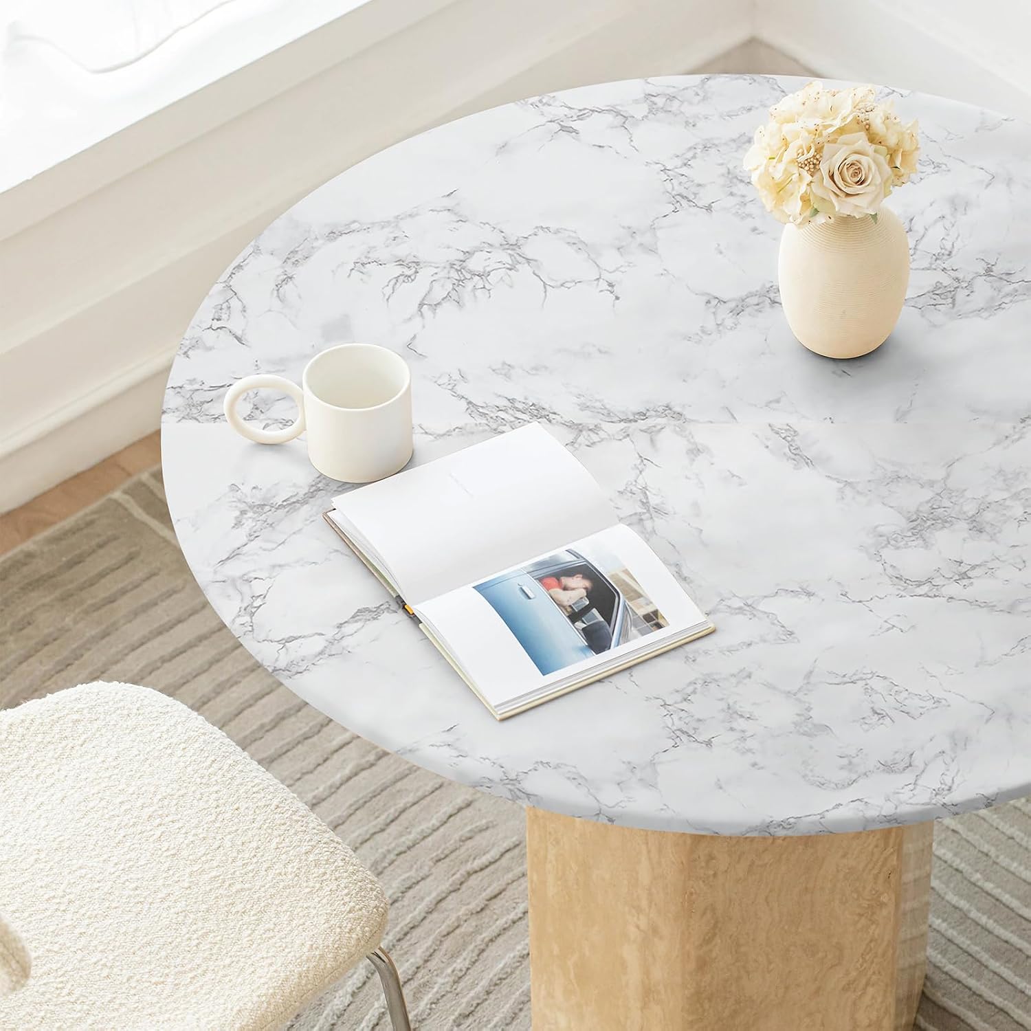 Abyssaly Marble Contact Paper for Countertops, White Gray Faux Marble Wallpaper Peel and Stick, Self Adhesive Removable Waterproof Wall Paper for Kitchen Backsplash 23.6" x 393.7"