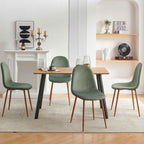 Howtek Dining Chairs Set of 4, Mid Century Modern Green Velvet Upholstered Fabric Kitchen Chairs with Backrest & Metal Legs for Living Room, Dining Room, Vanity - Green