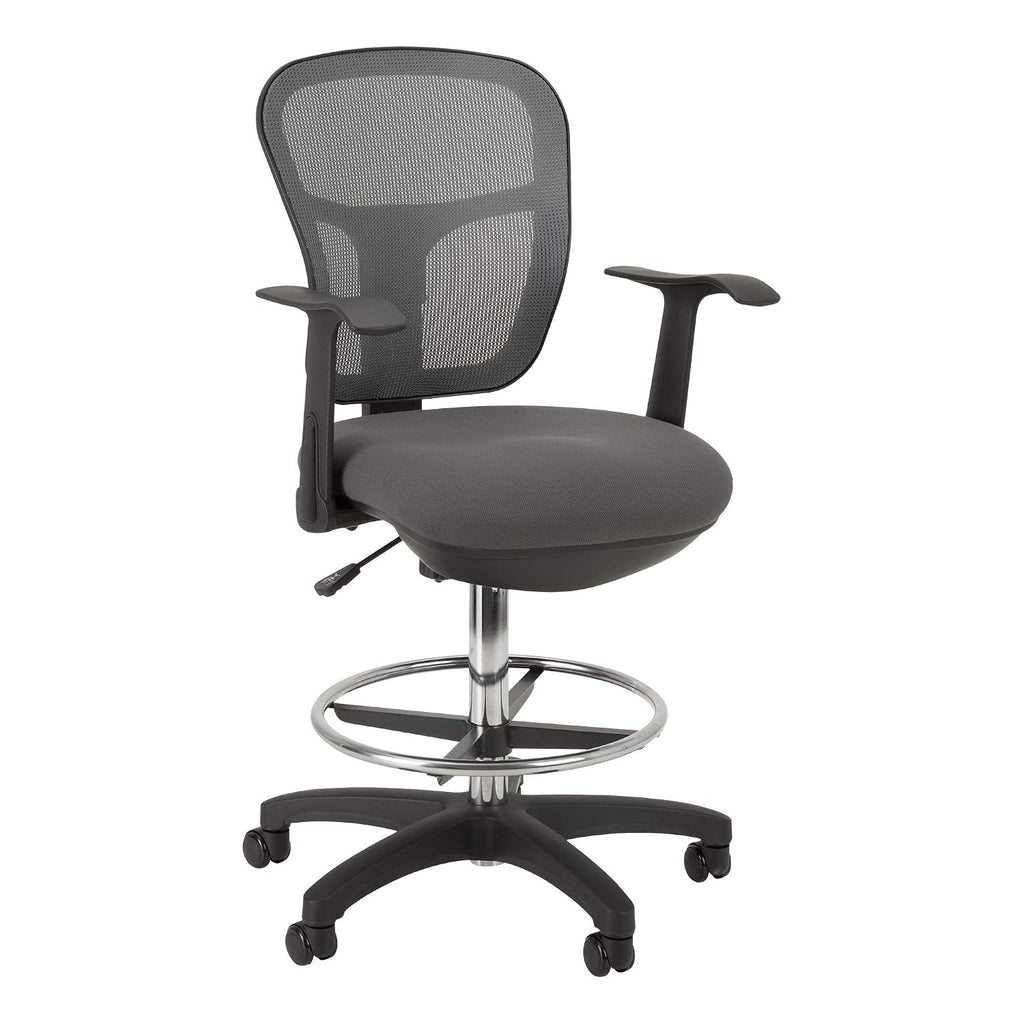 Norwood Commercial Furniture Adjustable-Height Office Mesh Drafting Chair with Chrome Footrest Ring & Optional Arms