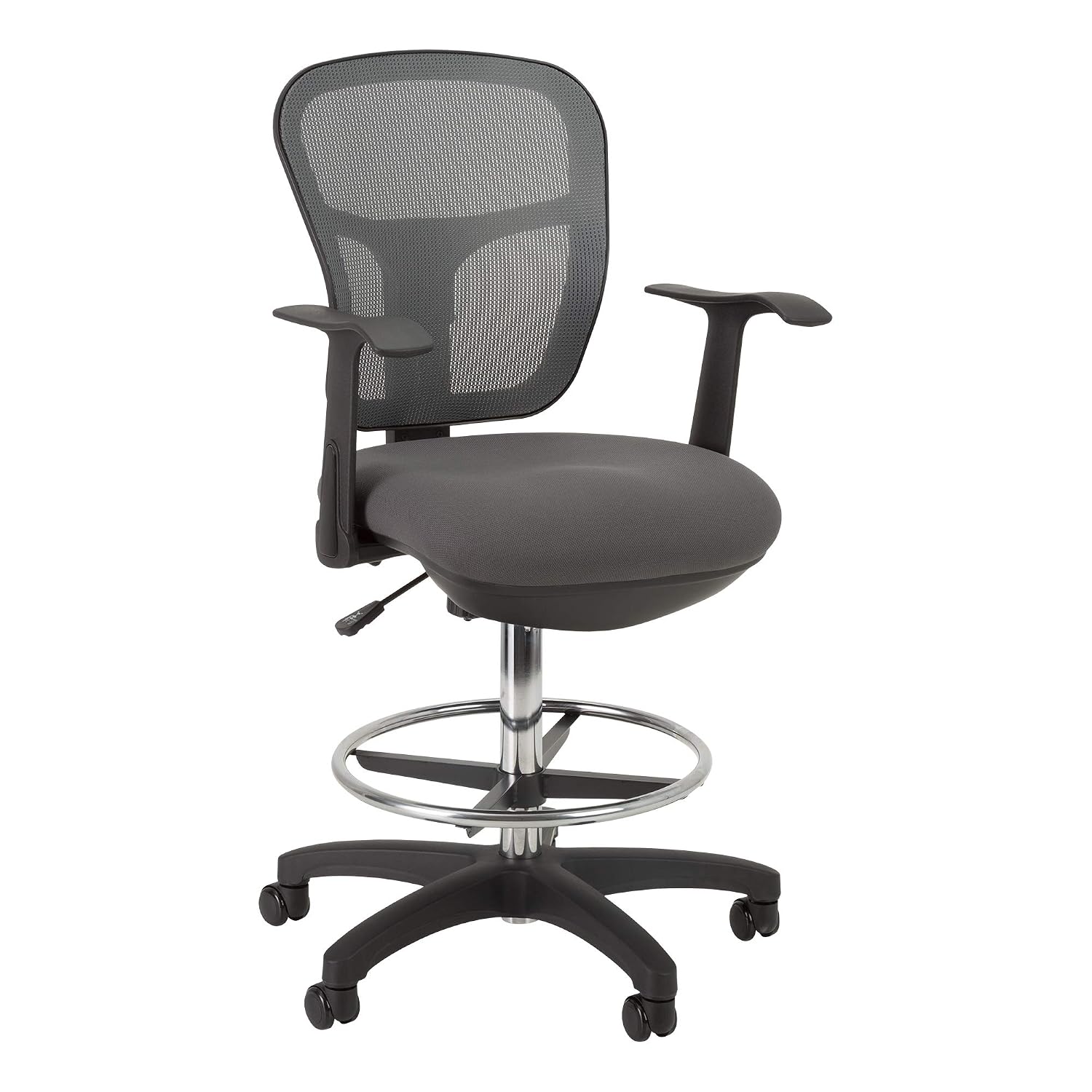 Norwood Commercial Furniture Adjustable-Height Office Mesh Drafting Chair with Chrome Footrest Ring & Optional Arms