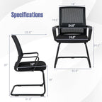 Giantex Office Guest Chair Set of 2, Guest Conference Chair w/Lumbar Support Ergonomic Backrest, Metal Frame Sled Base Mesh Executive Chair, Desk Chair for Reception Conference Room, Waiting Room