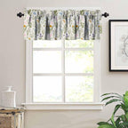 Vintage Plant Valance Curtains,Retro Wildflower Green Leaf Ferns Print for Farmhouse Kitchen Bathroom Laundry Living Room Deco 54" W x 18" L Inch