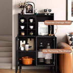 Kitchen Pantry Cabinet with Adjustable Shelves, Freestanding Kitchen Cupboard, Tall Storage Cabinet, Farmhouse Coffee Cabinet, for Bedroom, Dining Room, Office(Black,130x100cm/51.2x39.4in)