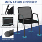 Giantex Office Guest Chair Set of 2, Waiting Room Chairs with Mesh Back, Padded Seat, Armrests, Metal Frame, 330 Lbs Capacity, Conference Chairs No Wheels for Reception Room, Meeting Room, Lobby (1)