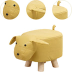 s Footstool Shoe Changing Stool Foot Rest Ottoman Stool for Nursery Living Room Playroom, Yellow Dog