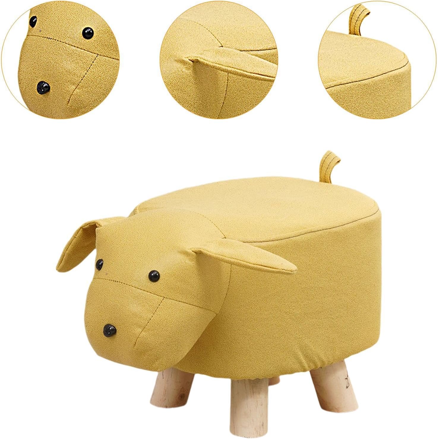 s Footstool Shoe Changing Stool Foot Rest Ottoman Stool for Nursery Living Room Playroom, Yellow Dog