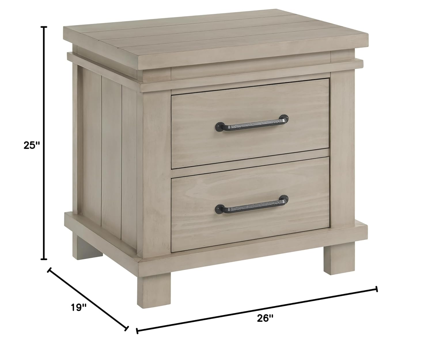 Soho Baby Hampton Premium Soft Closing 2-Drawer Nightstand, Smooth Stone Wash