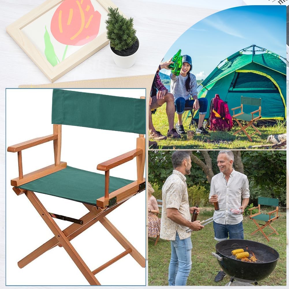GORGECRAFT 19~20x7~15" Director Chair Canvas Replacement Green Movie Chair Covers Kit Seat and Back with Two Wood Stick Easy to Clean Makeup Artist Chair Seat Cover for Home Patio Supplies