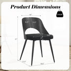 HENGJIANYI Modern Dining Chairs Set of 2, Armless Kitchen Chairs with Hollowed-Out Plastic Back, Upholstered Dining Room Chair with Metal Legs, Black