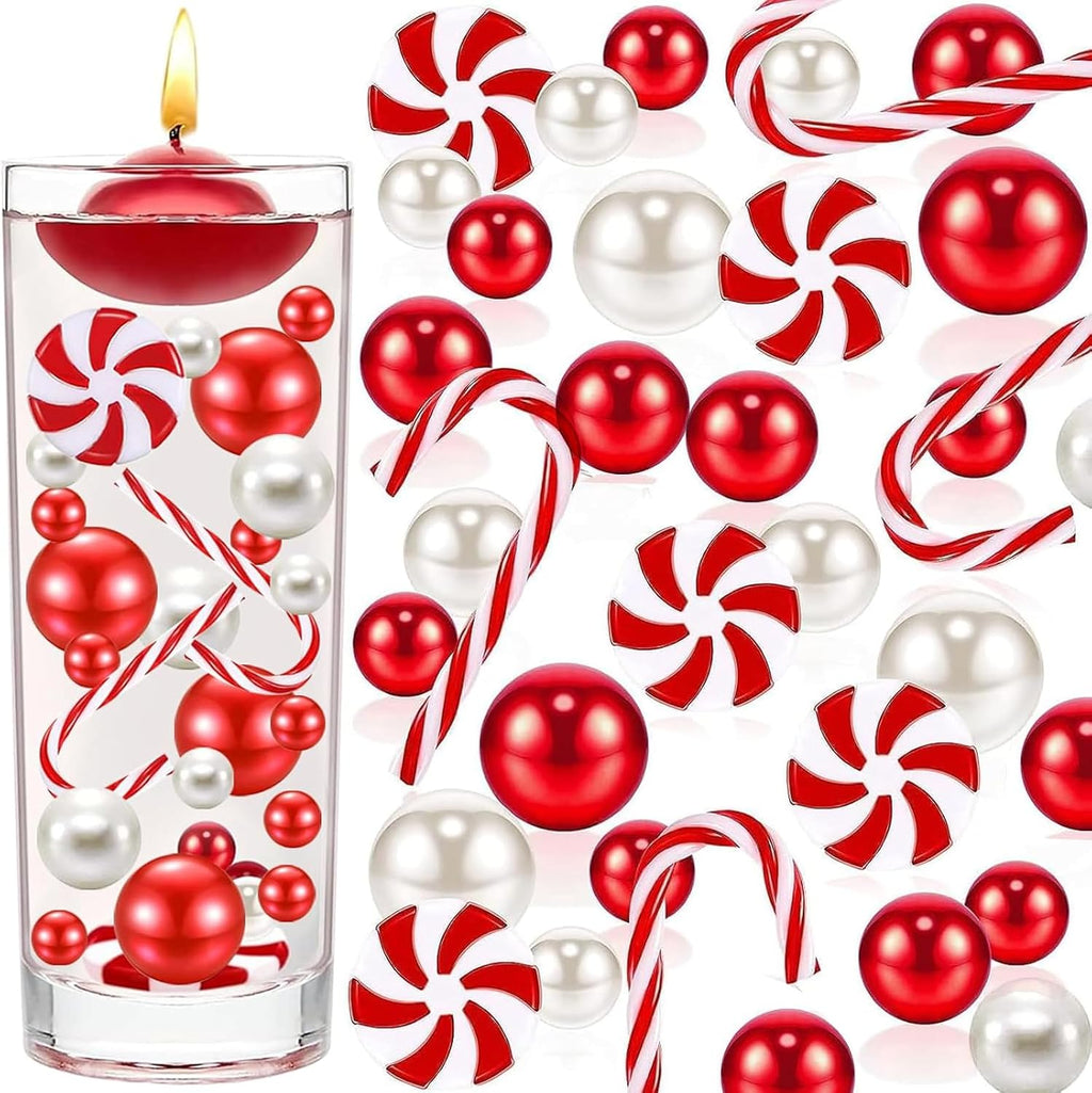 Christmas Vase Filler 10091 PCS Red White Vase Filler Beads Water Beads Candy Cane Christmas Vase Filler for Holiday Party Decor