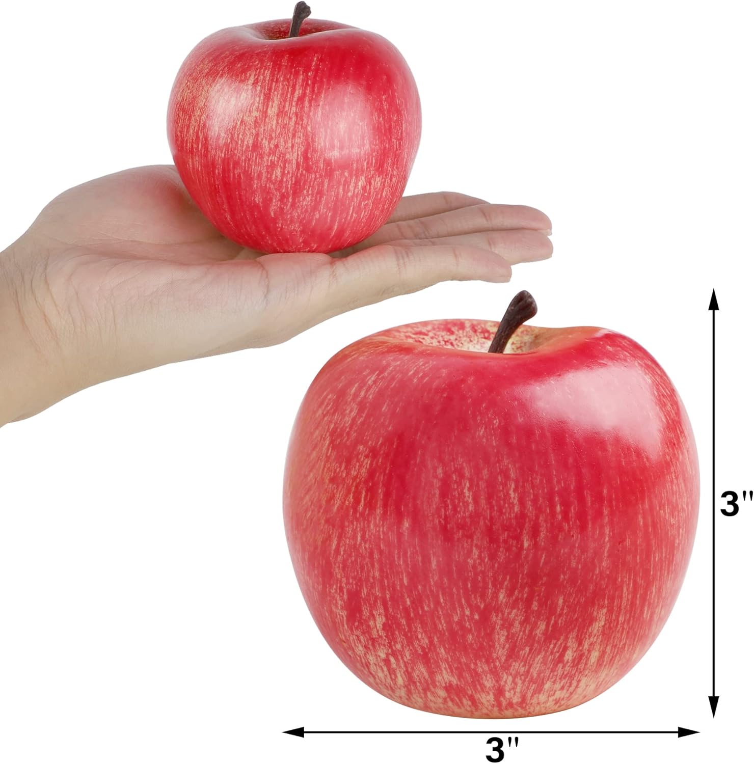 Cllayees Fake Fruit Artificial Apples, Set of 12 Decorative Fruit Lifelike Faux Apples Realistic Fruits Apple Decorations for Kitchen, Realistic Fake Fruits Party Props Home Decor