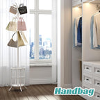 Coat Rack with Umbrella Holder, White Metal Coat Rack Stand with 12 Hooks, for Entryway, Hallway, Living Room, Bedroom