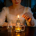 2PCS Chamber Oil Lamp Glass Kerosene Oil Lamps, Vintage Oil Lamps for Indoor, Home Lighting Hurricane Lamp Clear Kerosene Lamp Lantern, Oil Lantern for Tabletop Decor