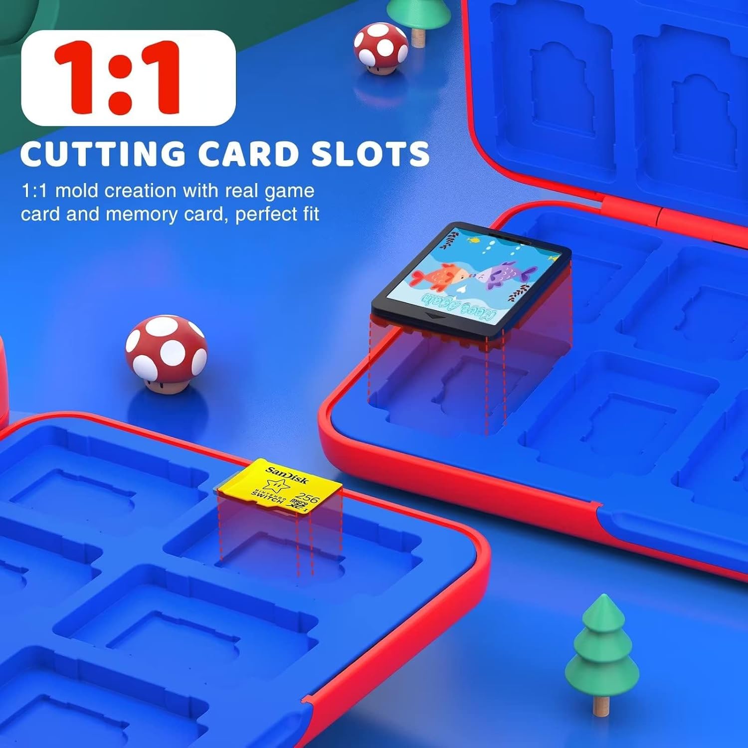 CYKOARMOR Game Card Case Holder for Nitendo Switch/Switch 2(2025) - Hard Shell Cartridge Case with 24 Game Slots & 24 Micro SD Card Slots, Portable Protective Organizer Traveler, Red Blue