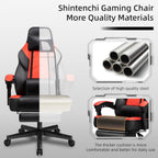 Shintenchi Gaming Chair with Footrest, Massage Lumbar Support, Height Adjustment, and 360° Swivel Seat. Ergonomic Design for Gaming