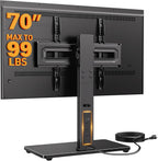 Perlegear Universal TV Stand with Power Outlet, Swivel TV Stand for 32-72 inch TVs up to 99 lbs, TV Base with Tempered Glass Base, Height Adjustable TV Mount Stand Max VESA 600x400mm PGTVS48