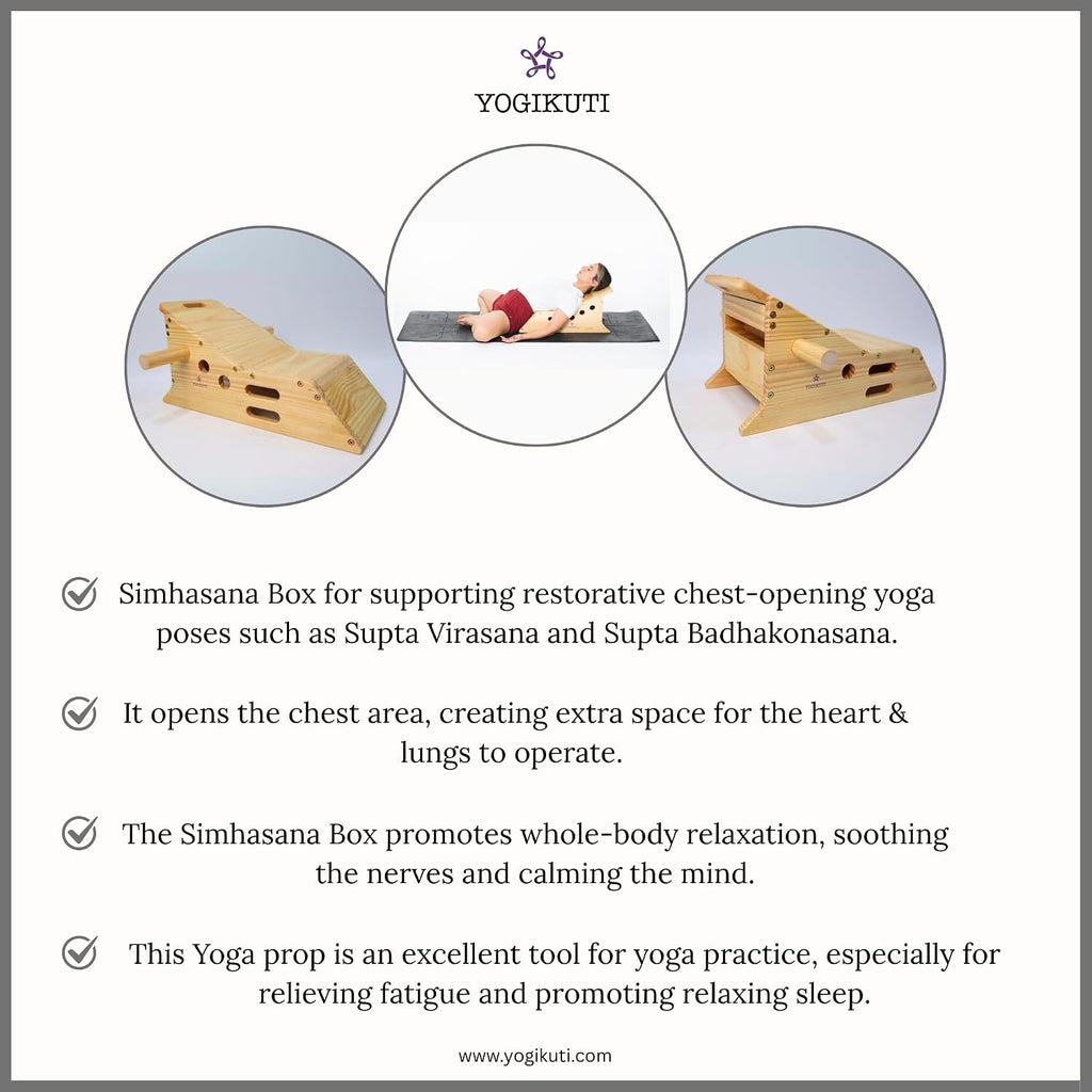 Yogikuti Simhasana Box - Yoga Heart Bench, Face & Neck Relief for Stress Reduction and Relaxation, Perfect for Restorative and Yin Yoga Practice