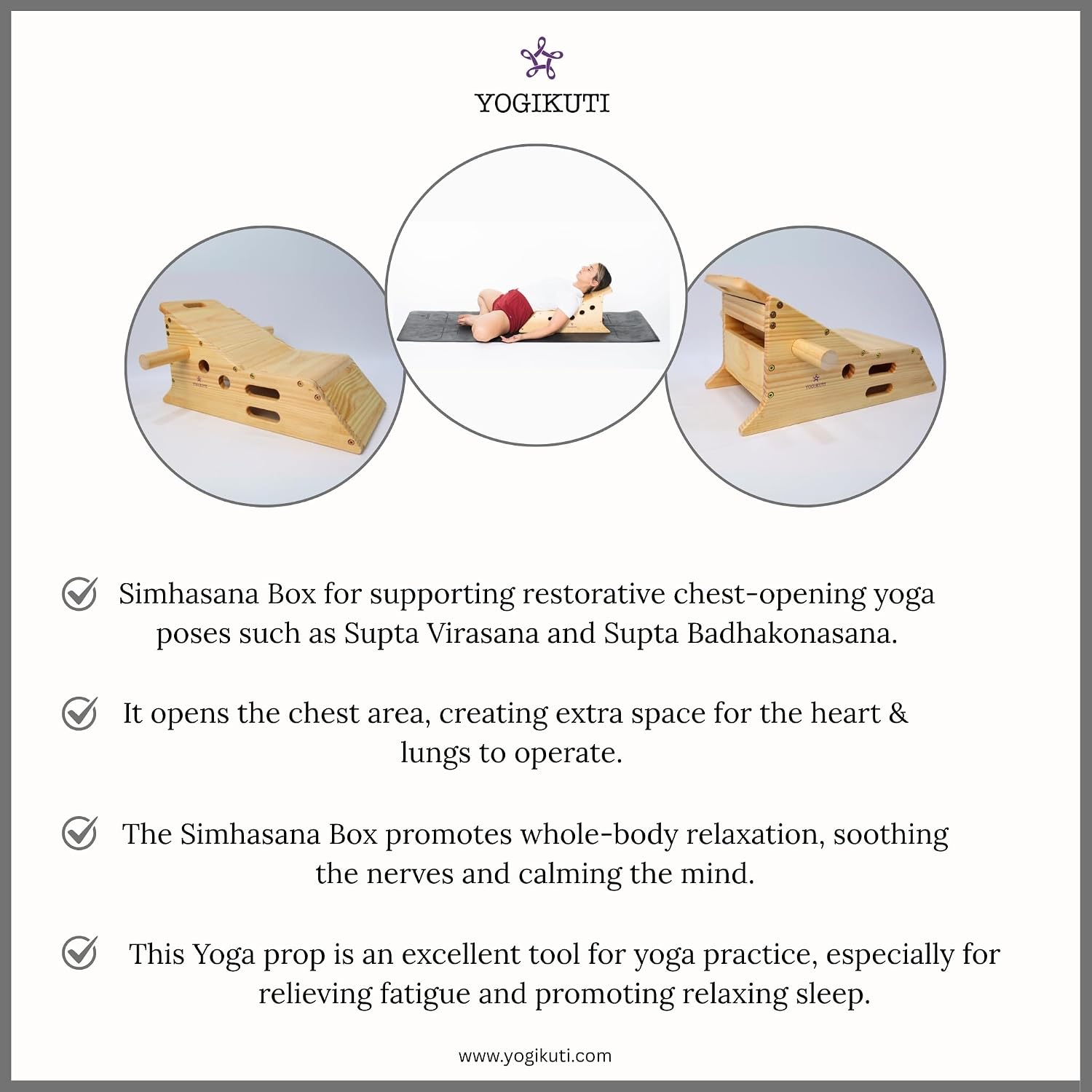 Yogikuti Simhasana Box - Yoga Heart Bench, Face & Neck Relief for Stress Reduction and Relaxation, Perfect for Restorative and Yin Yoga Practice