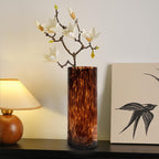 10" High Luxe Leopard Glass Vase — Unique Modern Amber Brown Centerpiece for Home Decor, Everyday Elegance Vase
