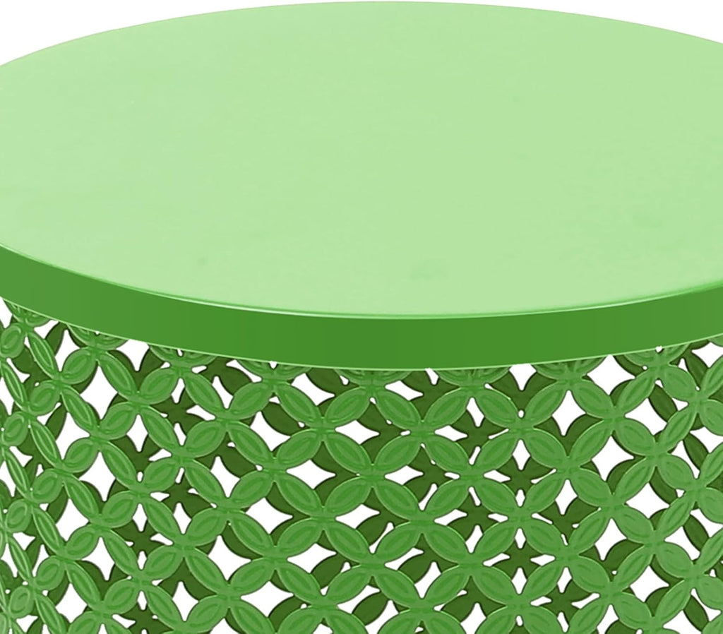 Xuthusman 2 Pack Outdoor Side Table,Metal Frame Accent Table Modern End Table Set Nesting Side Tables for Patio Balcony Garden Living Room Bedroom Indoor Outdoor Use（Green）