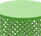 Xuthusman 2 Pack Outdoor Side Table,Metal Frame Accent Table Modern End Table Set Nesting Side Tables for Patio Balcony Garden Living Room Bedroom Indoor Outdoor Use（Green）
