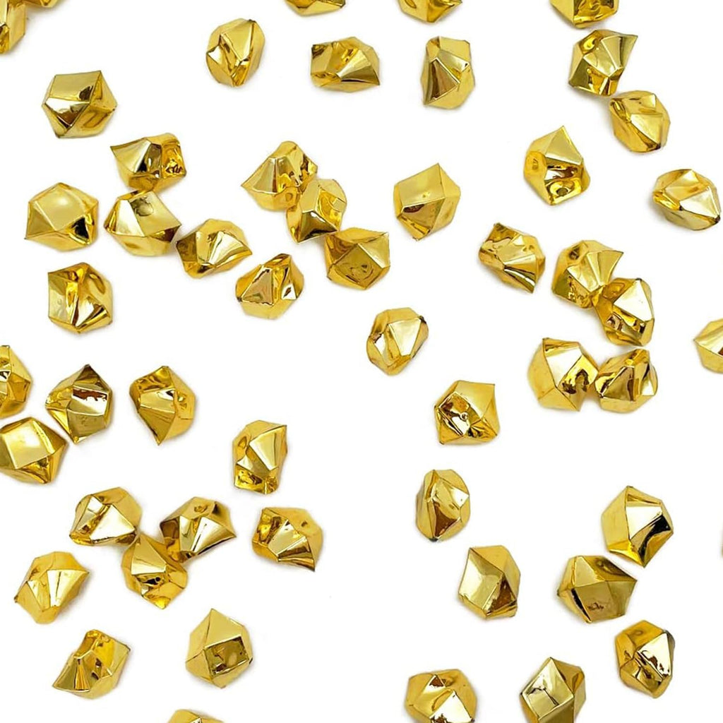 Fake Ice, 16 * 22mm 250 PCS, Golden Acrylic Ice Rocks, Acrylic Ice Cubes Clear Rocks Fake Diamonds Clear Acrylic Vase Filler