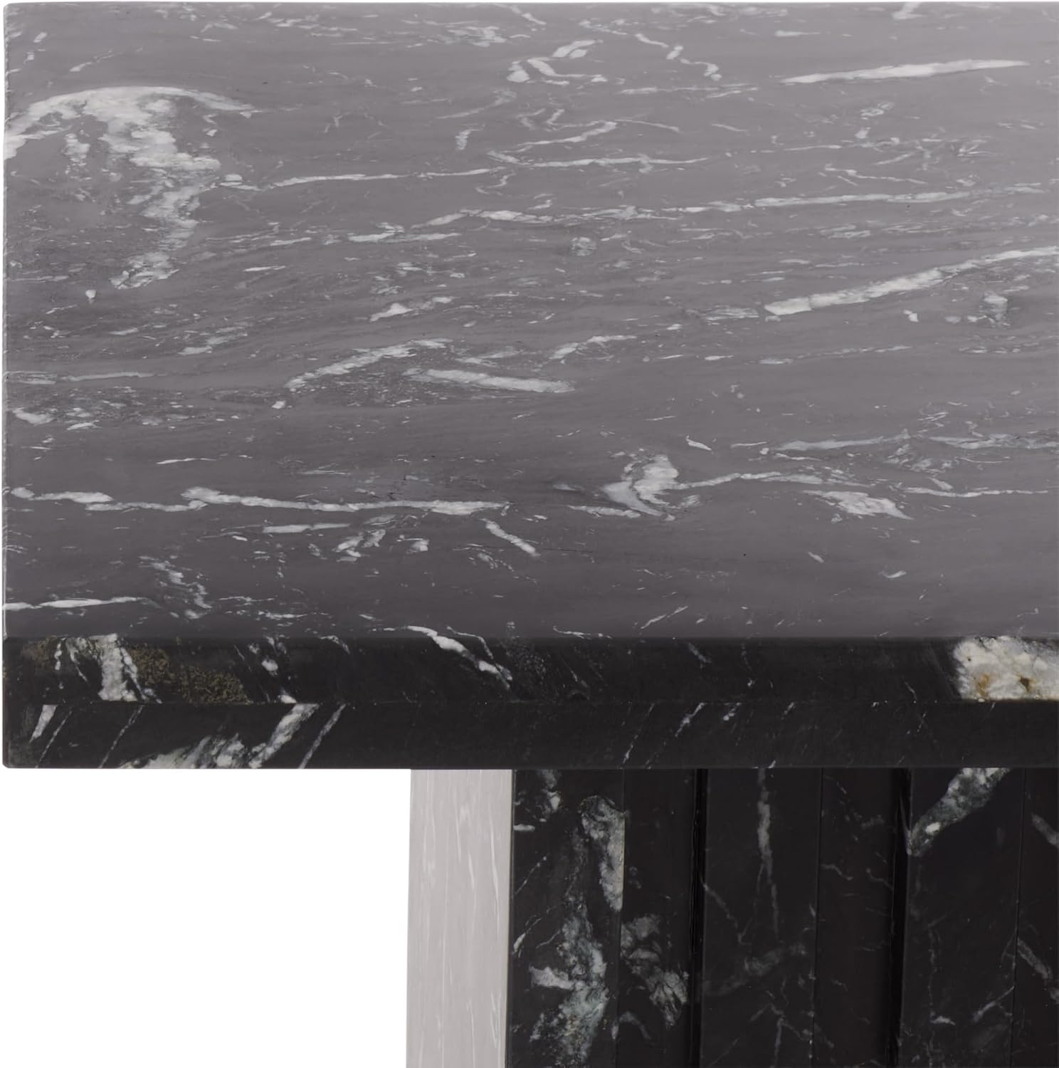 SAFAVIEH Couture Collection – Olivia Black Square Travertine Accent Table, Sculptural Pedestal Display Table (SFV9701C)