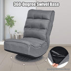 Giantex 360 Degree Swivel Floor Chair, Folding Floor Gaming Chair with 6 Positions Adjustable, Lazy Sofa Lounge Chair w/Tufted Back Support, Video Gaming Chair for Reading TV Watching (Gray)