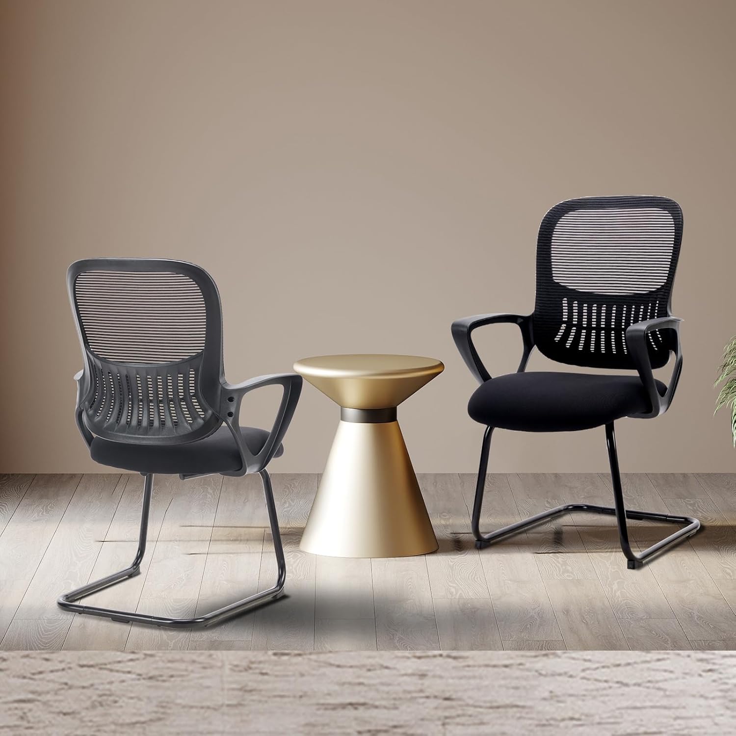 DUMOS Office Desk Chair with Sled Base Set of 6, Ergonomic Executive Mesh Computer Chairs with Lumbar Support for Home Bedroom Waiting Reception Guest Student
