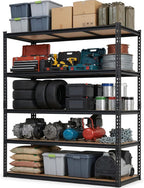 5-Tier Storage Shelving Unit, 60" W x 24" D x 72" H, Carbon Steel Utility Shelves, 2500 lbs Load Capacity, Adjustable Metal Freestanding Garage Shelf for Pantry, Basement, Warehouse, Heavy Duty