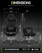 Dowinx Ergonomic Gaming Chair with Footrest & Massage Lumbar, 2D-Linkage Armrests for Computer Chair 330lbs with Headrest Pillow for Office, Home, Streaming and Long Gaming Sessions, Black