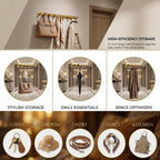Brushed Gold Wall Mounted Coat Rack [2 Pack], 21" Heavy Duty 304 Stainless Steel Hook Rack with 8 Hooks, Entryway & Bathroom Hanging Organizer for Coats, Towels, Robes (Drilling)
