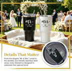DHQH Mr and Mrs Gifts 2026 Tumbler Set, Engagement Wedding Gifts for Couples Wife Husband Bride To Be 30oz Travel Tumbler (Black & White)