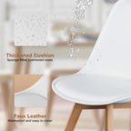 OLIXIS Dining Chairs Set of 4, Mid Century Modern Accent Chairs with Curved Backrest and Wood Legs, PU Leather Upholstered Kitchen Side Chairs for Living Room, Bedroom, Outdoor Patio, White